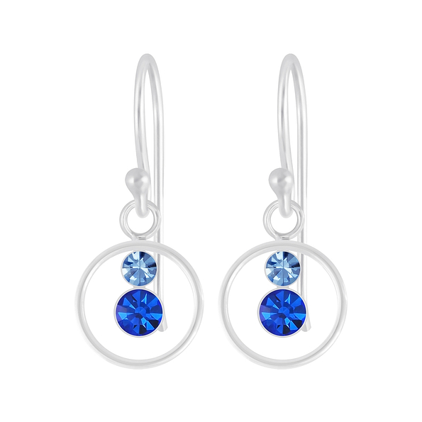 Wholesale Sterling Silver Circle Crystal Earrings - JD4097