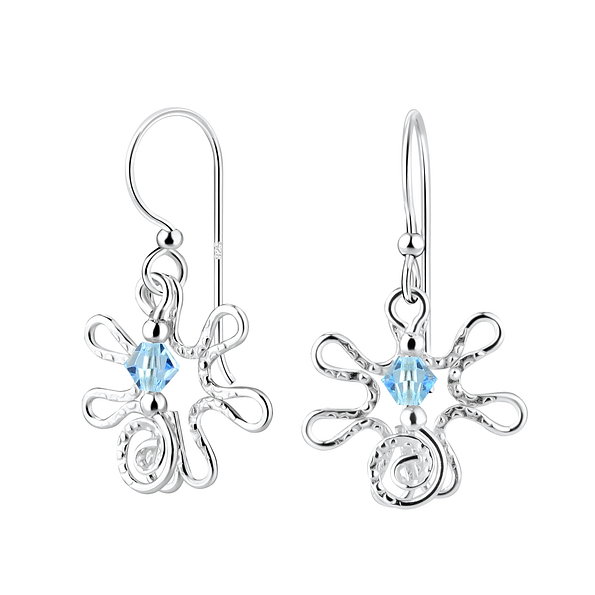 Wholesale Sterling Silver Flower Earrings with Crystals Bead - JD7115