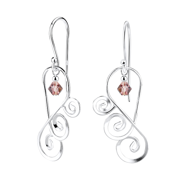Wholesale Sterling Silver Spiral Earrings with Glass Bead - JD7121