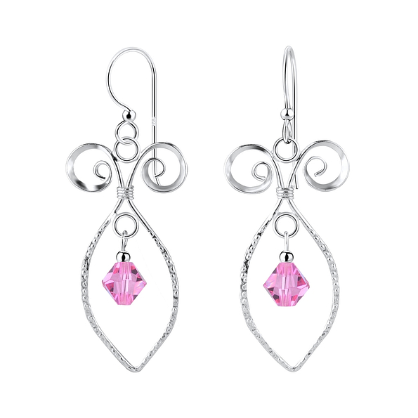 Wholesale Sterling Silver Spiral Earrings with Glass Bead - JD8551