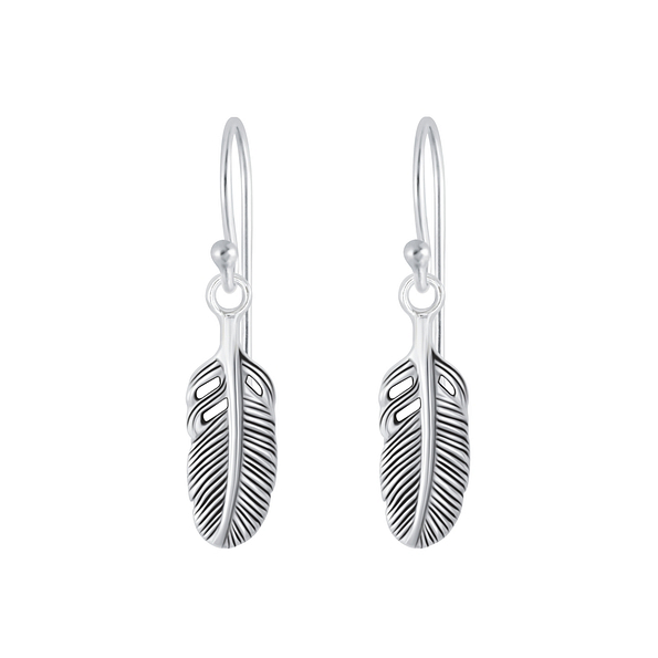 Wholesale Sterling Silver Feather Earrings - JD1350
