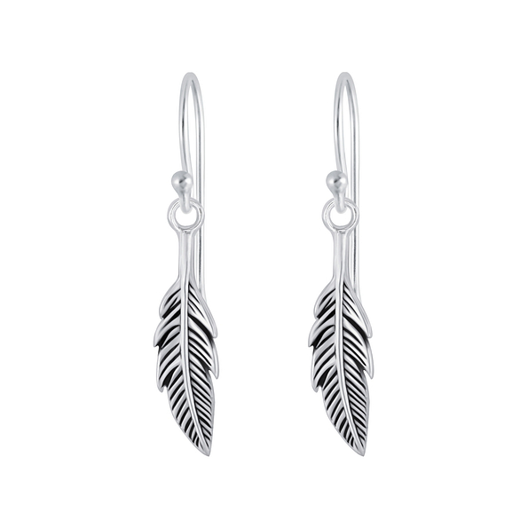 Wholesale Sterling Silver Feather Earrings - JD1352