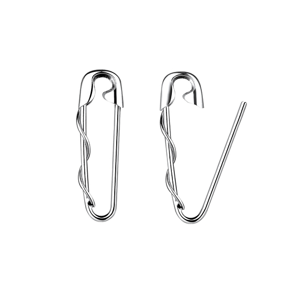 Wholesale Sterling Silver Safety Pin Ear Hoops - JD10558