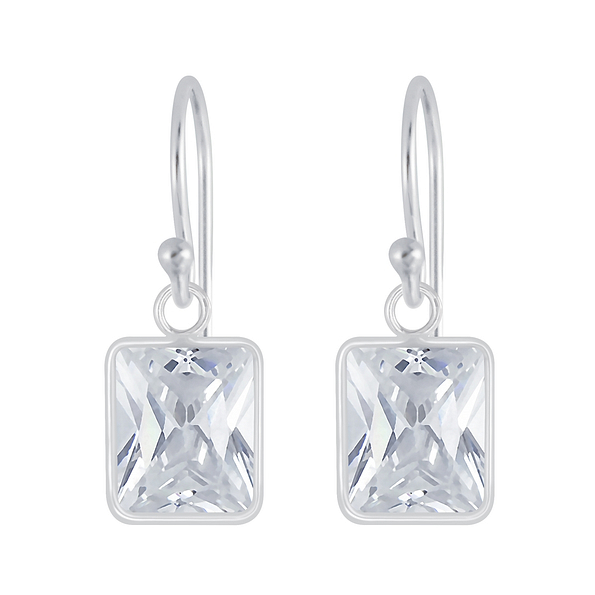 Wholesale 6x8mm Baguette Cubic Zirconia Sterling Silver Earrings - JD5544
