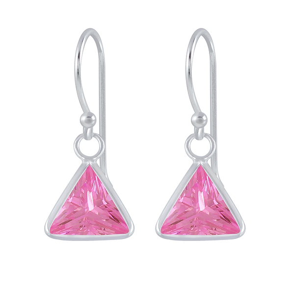 Wholesale 6mm Triangle Cubic Zirconia Sterling Silver Earrings - JD2462