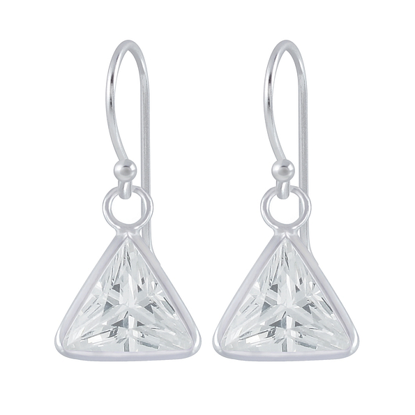 Wholesale 8mm Triangle Cubic Zirconia Sterling Silver Earrings - JD2463