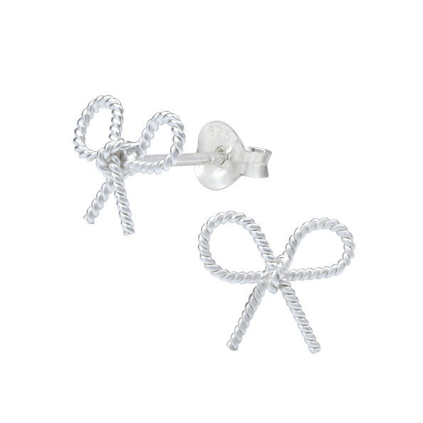 Wholesale Sterling Silver Bow Tie Ear Studs - JD1024