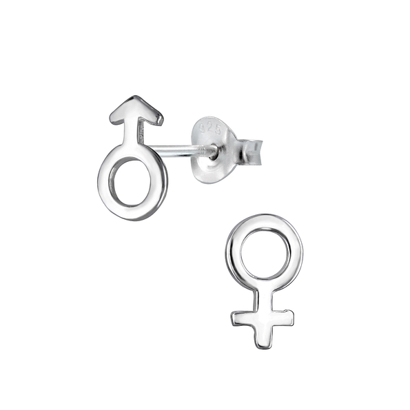 Wholesale Sterling Silver Male and Female Symbol Ear Studs - JD2105