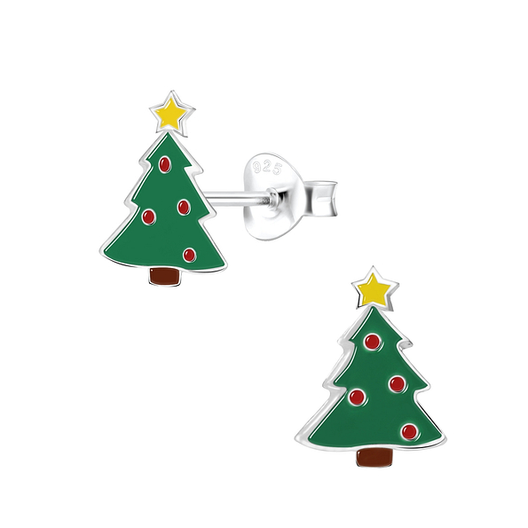Wholesale Sterling Silver Christmas Tree Ear Studs - JD1749