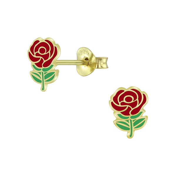 Wholesale Sterling Silver Rose Ear Studs - JD6051