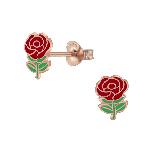 Wholesale Sterling Silver Rose Ear Studs - JD6050