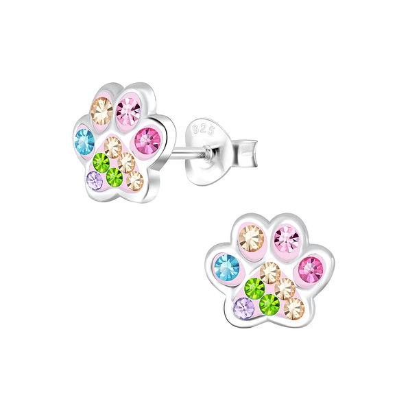 Wholesale Sterling Silver Paw Print Ear Studs - JD9267