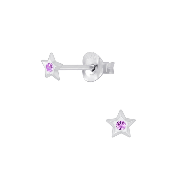 Wholesale Sterling Silver Star Crystal Ear Studs - JD5199