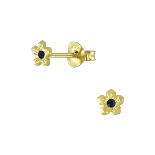 Wholesale Sterling Silver Flower Crystal Ear Studs - JD5367