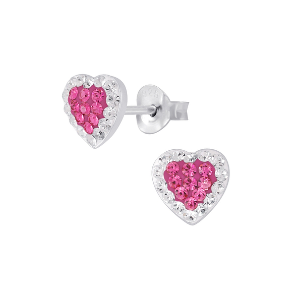 Wholesale Sterling Silver Heart Crystal Ear Studs - JD5422