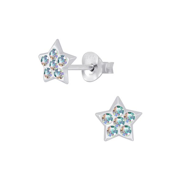 Wholesale Sterling Silver Star Crystal Ear Studs - JD4020