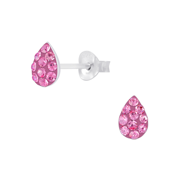 Wholesale Sterling Silver Tear Drop Crystal Ear Studs - JD5483