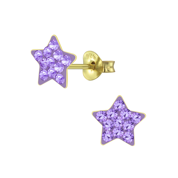 Wholesale Sterling Silver Crystal Star Ear Studs - JD5444