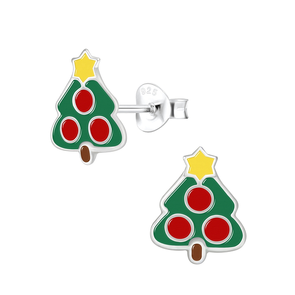 Wholesale Sterling Silver Christmas Tree Ear Studs - JD1757