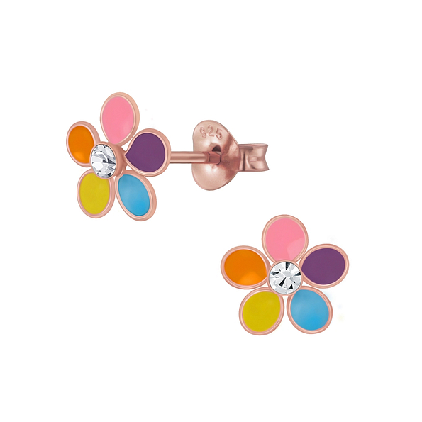 Wholesale Sterling Silver Flower Crystal Ear Studs - JD4646