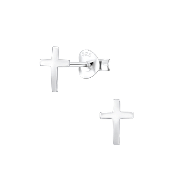 Wholesale Sterling Silver Cross Ear Studs - JD2158