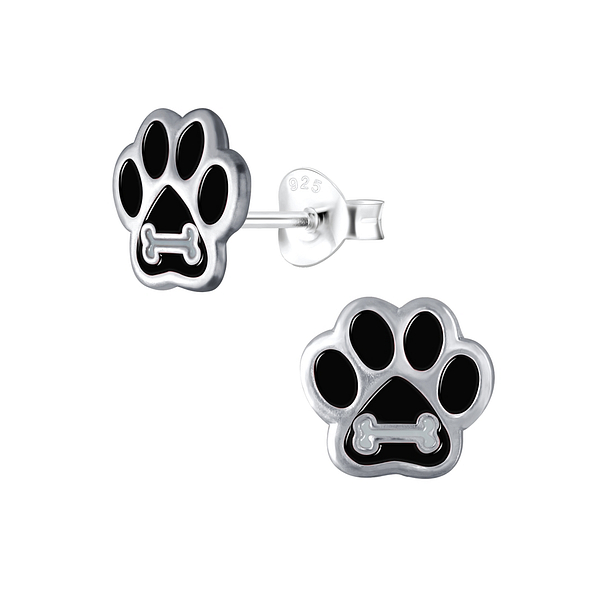 Wholesale Sterling Silver Paw Print Ear Studs - JD1838