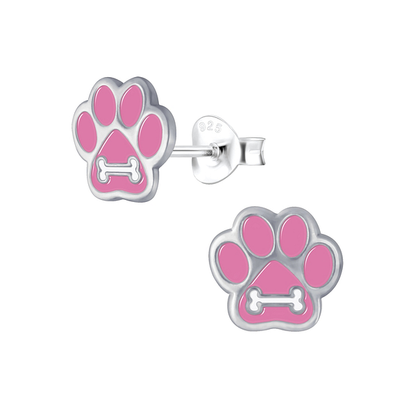 Wholesale Sterling Silver Paw Print Ear Studs - JD1836