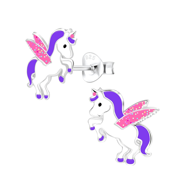 Wholesale Silver Unicorn Stud Earrings