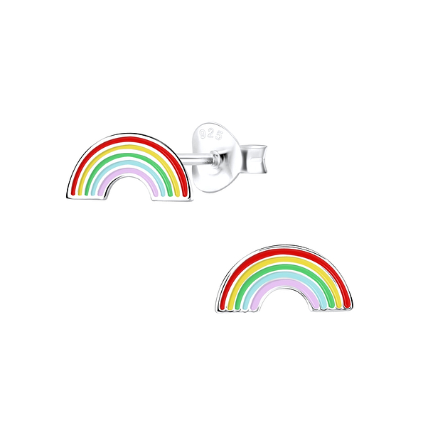 Wholesale Sterling Silver Rainbow Ear Studs - JD8781