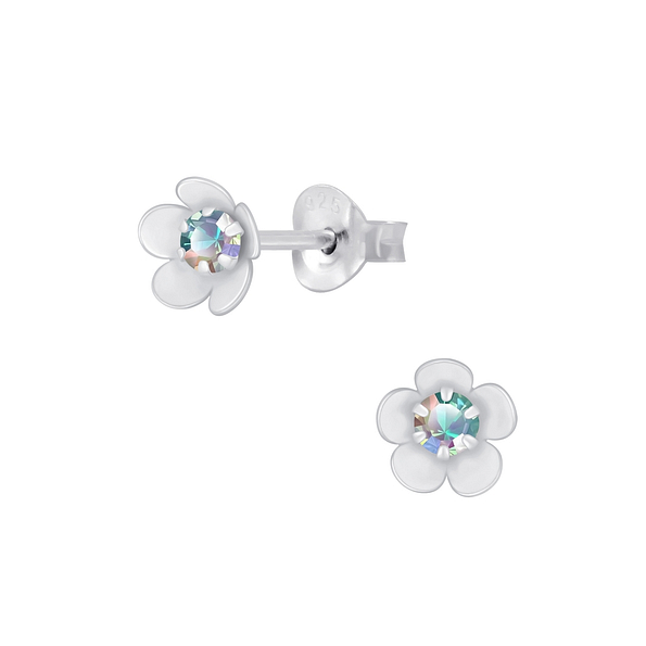 Wholesale Sterling Silver Flower Cubic Zirconia Ear Studs - JD6480