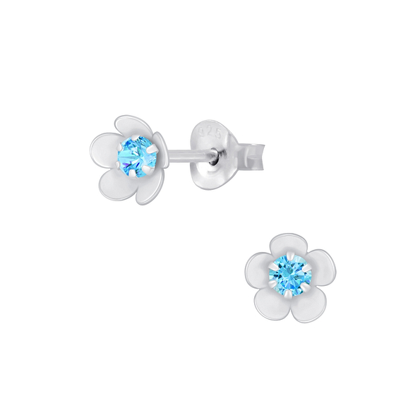 Wholesale Sterling Silver Flower Cubic Zirconia Ear Studs - JD6479