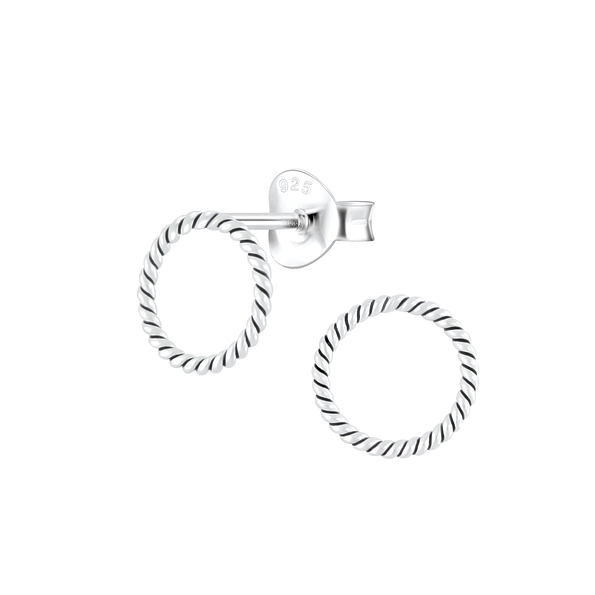 Wholesale Sterling Silver Twist Round Ear Studs - JD2473