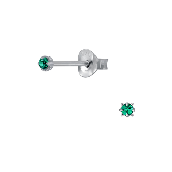 Wholesale 2.5mm Round Crystal Sterling Silver Ear Studs - JD2014