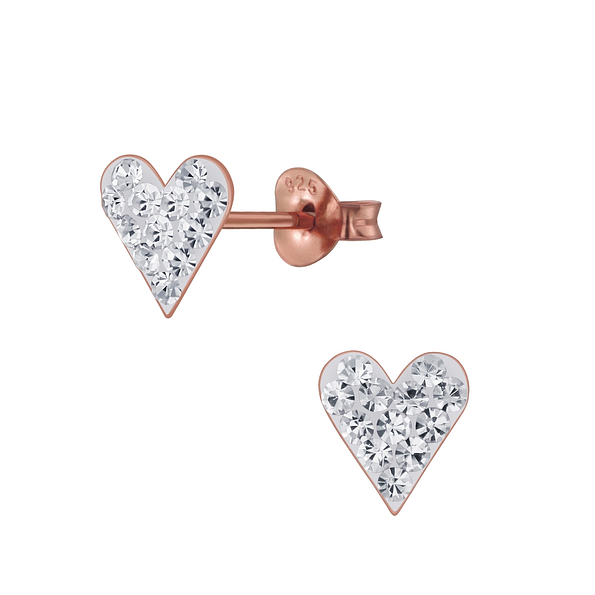 Wholesale Sterling Silver Heart Crystal Ear Studs - JD3146