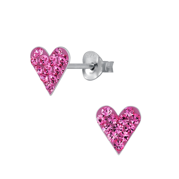 Wholesale Sterling Silver Heart Crystal Ear Studs - JD2993