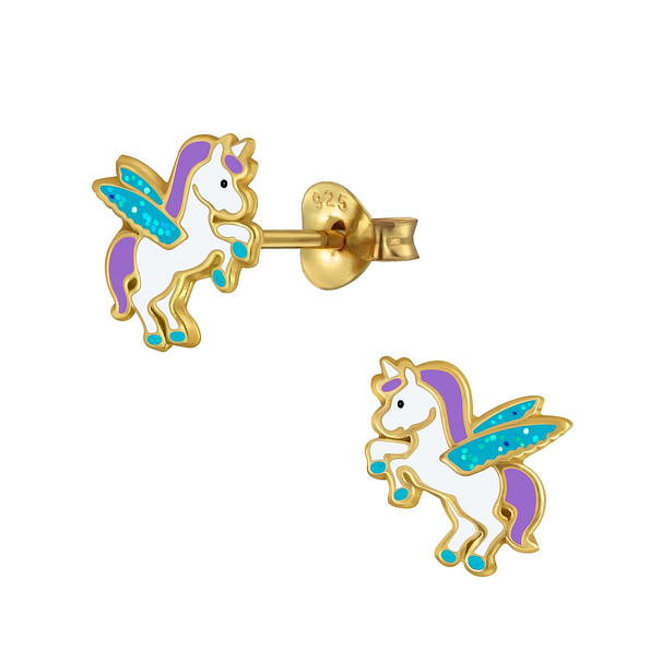 Wholesale Sterling Silver Winged Unicorn Ear Studs - JD3056