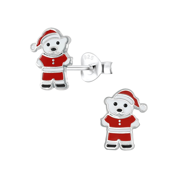 Wholesale Sterling Silver Santa Bear Ear Studs - JD2367