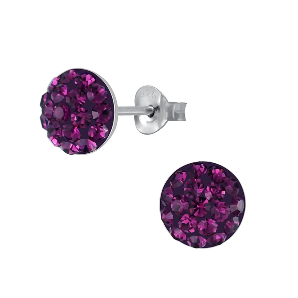 Wholesale Sterling Silver Round Crystal Ear Studs - JD3123