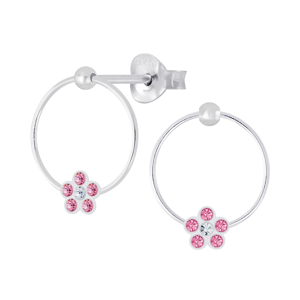 Wholesale Sterling Silver Flower Crystal Ear Studs - JD5303