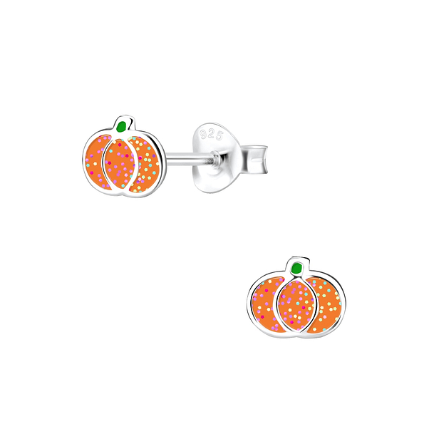 Wholesale Sterling Silver Pumpkin Ear Studs - JD7617