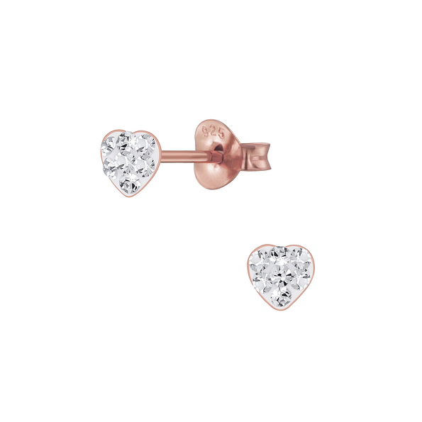 Wholesale Sterling Silver Heart Crystal Ear Studs - JD5573