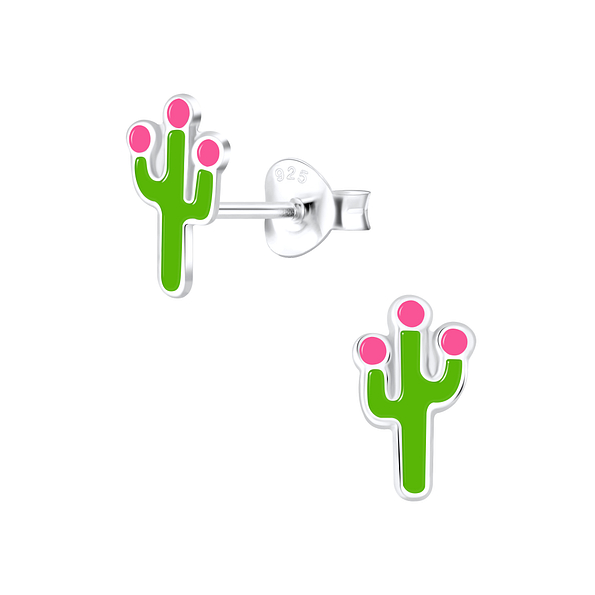 Wholesale Sterling Silver Cactus Ear Studs - JD9455