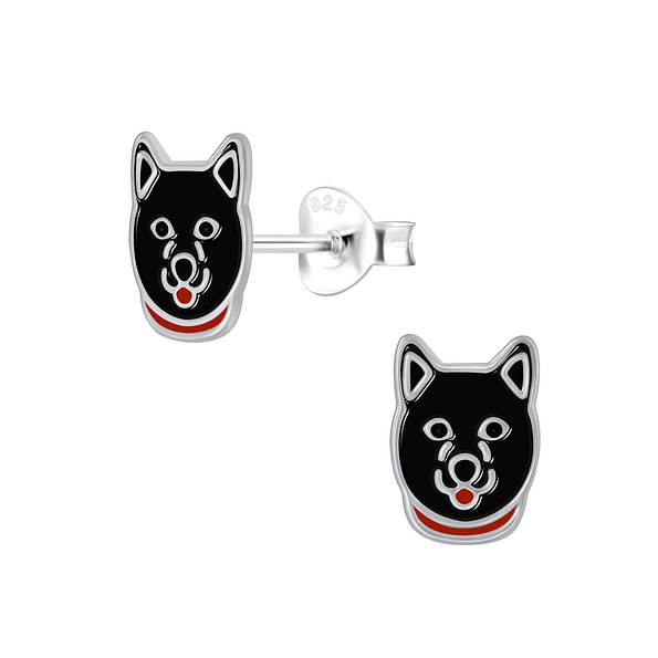 Wholesale Sterling Silver Husky Dog Ear Studs - JD3918