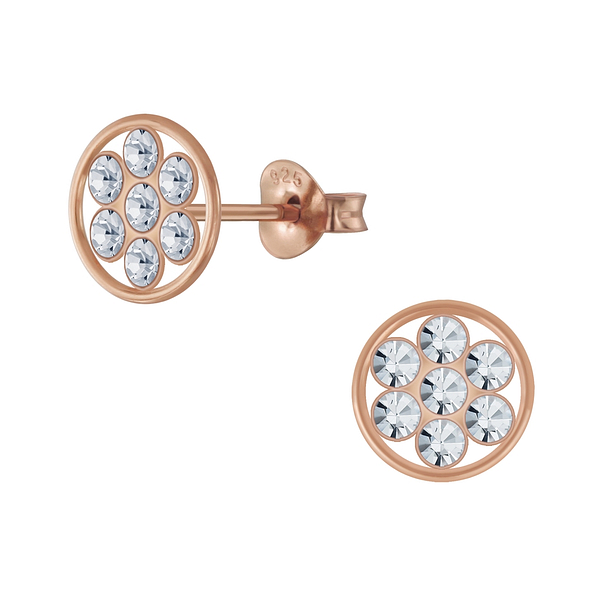 Wholesale Sterling Silver Circle Crystal Ear Studs - JD5761