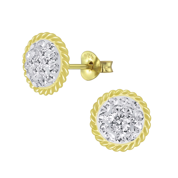 Wholesale Sterling Silver Round Crystal Ear Studs - JD5744