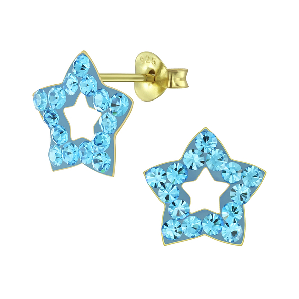 Wholesale Sterling Silver Star Crystal Ear Studs - JD6176