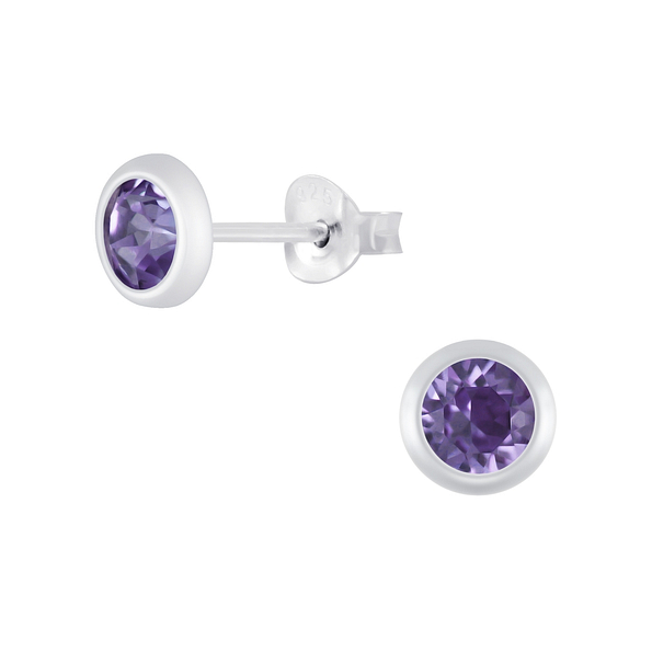 Wholesale 5mm Sterling Silver Ear Studs with Crystals - JD4423