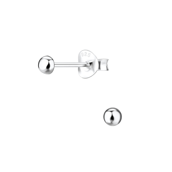 Wholesale Sterling Silver 3mm Half Ball Ear Studs - JD1155