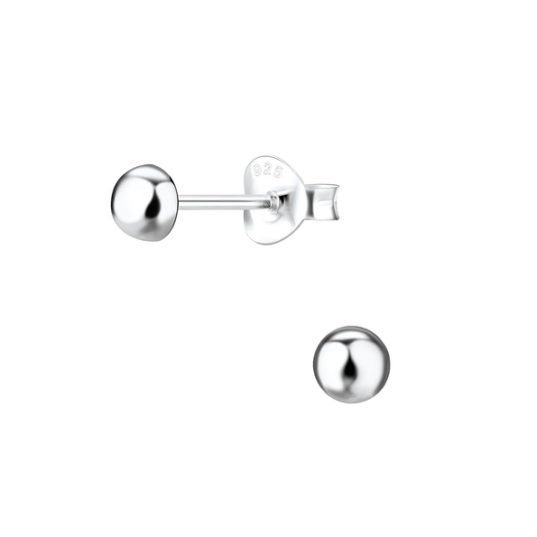 Wholesale Sterling Silver 4mm Half Ball Ear Studs - JD1156