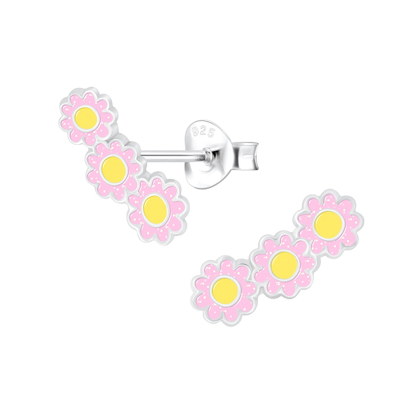 Wholesale Sterling Silver Triple Daisy Ear Studs - JD7531